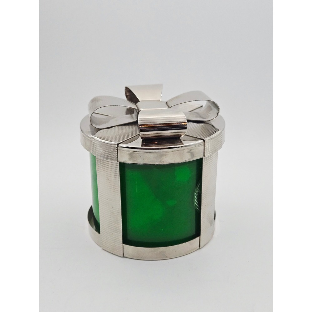 Slatkin & Co Bath Body Works Silver Gift Box 3 Wick Candle Holder Sleeve Lid
